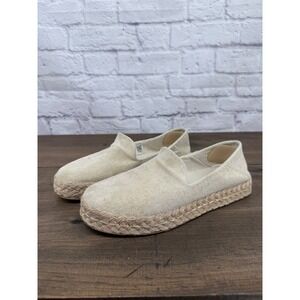 TOMS Carolina Twill Rope Espadrille Slip On Shoes Beige Gold Metallic Size 7.5